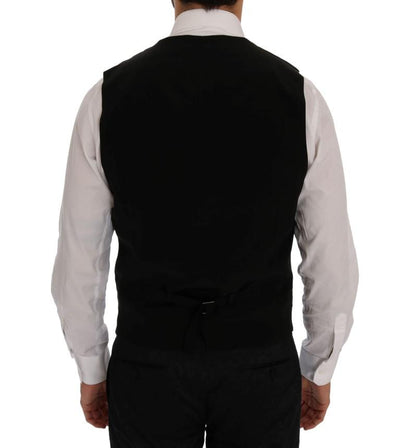 Black Floral Brocade 3 Piece Slim Suit