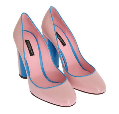 Pink Blue Heels Leather Pumps