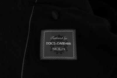Black Floral Brocade 3 Piece Slim Suit