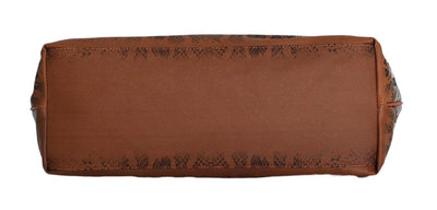 Multicolor Brown Snakeprint Shopping Tote Bag
