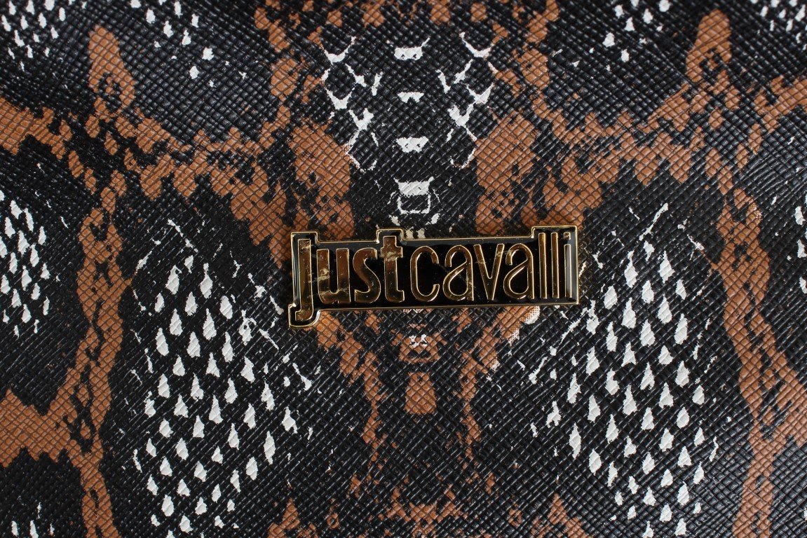 Multicolor Brown Snakeprint Shopping Tote Bag