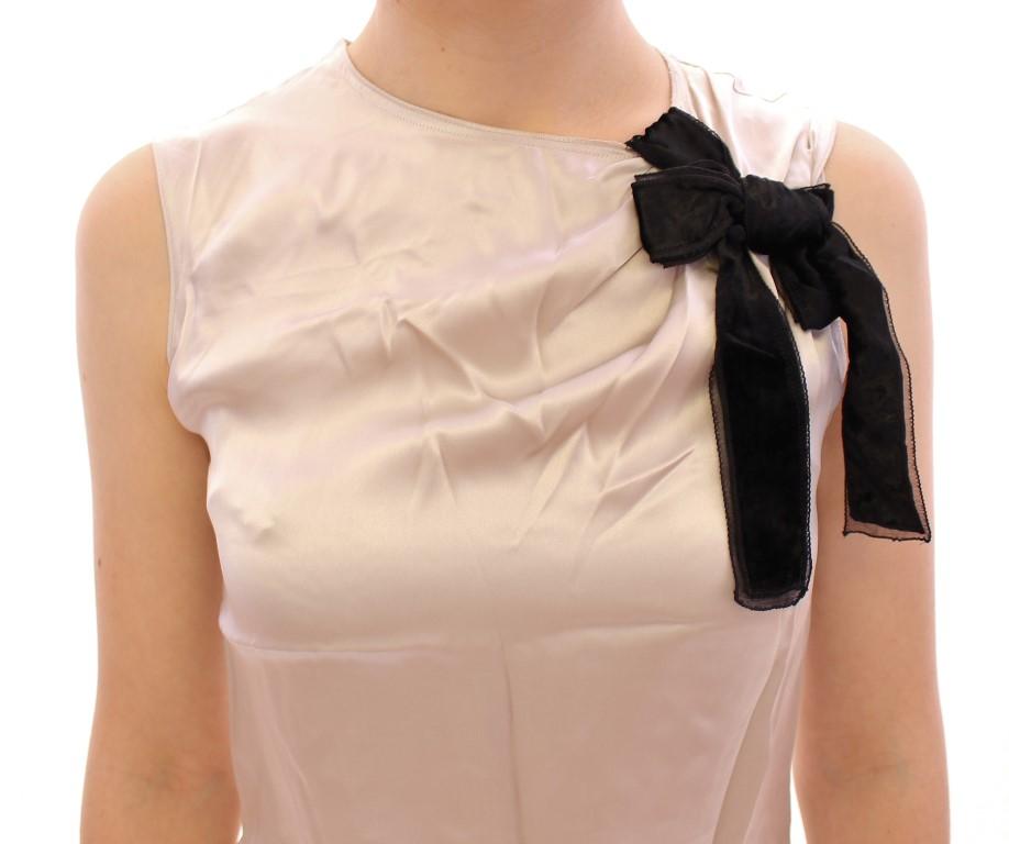 Silver Sleeveless Silk Blouse