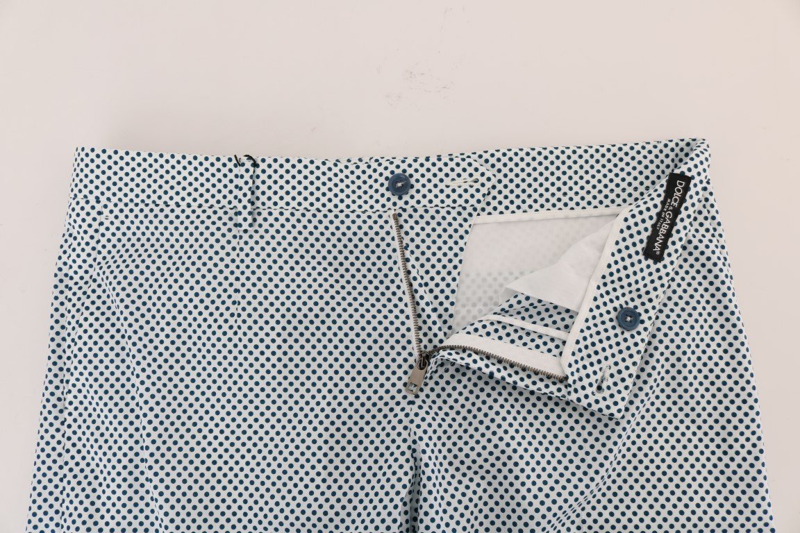 White Blue Polka Dot Cotton Crown Shorts