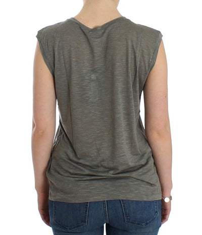 Gray print sleeveless t-shirt