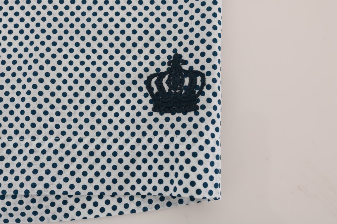White Blue Polka Dot Cotton Crown Shorts