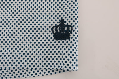 White Blue Polka Dot Cotton Crown Shorts
