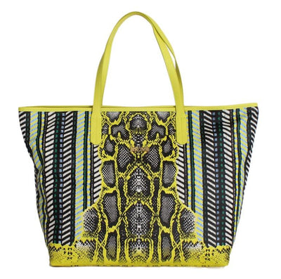 Multicolor Yellow Snakeprint Shopping Tote Bag