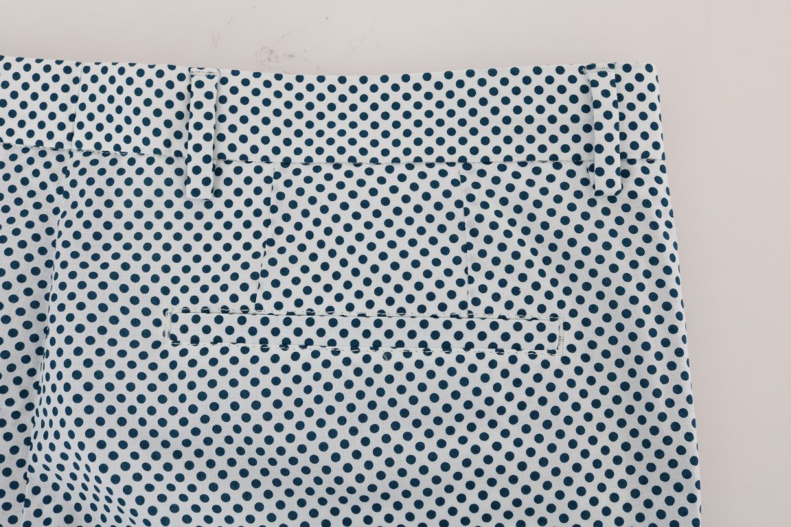 White Blue Polka Dot Cotton Crown Shorts