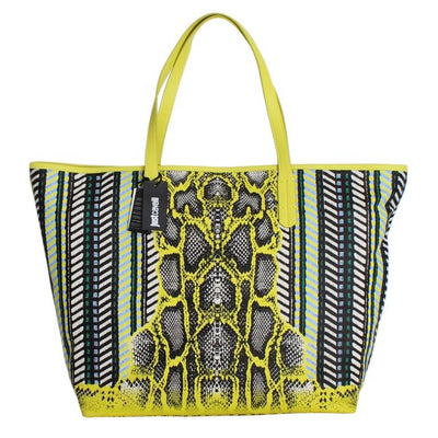 Multicolor Yellow Snakeprint Shopping Tote Bag