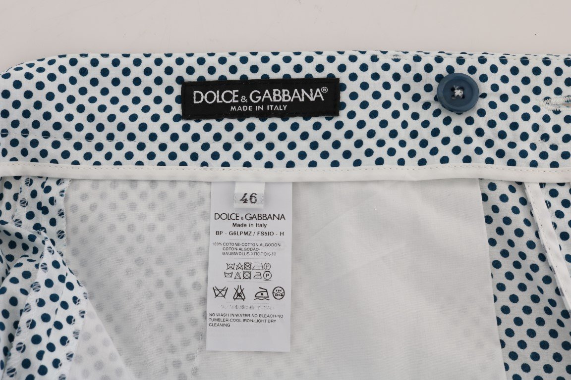 White Blue Polka Dot Cotton Crown Shorts
