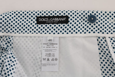 White Blue Polka Dot Cotton Crown Shorts