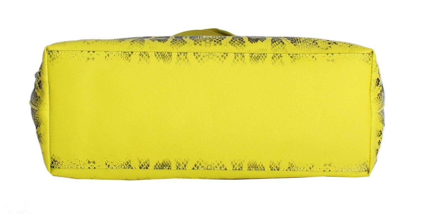 Multicolor Yellow Snakeprint Shopping Tote Bag