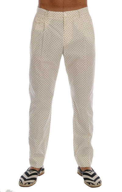 White Cotton Polka Dot Dress Pants