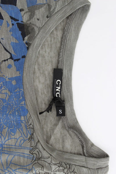 Gray print sleeveless t-shirt