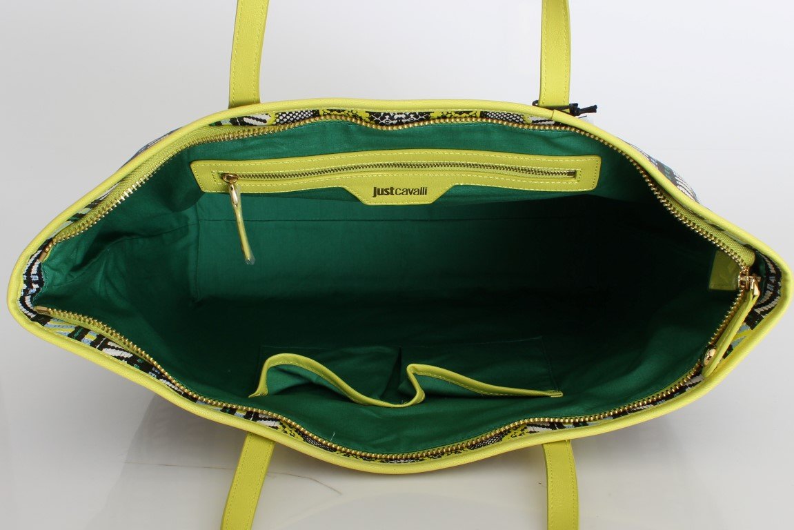 Multicolor Yellow Snakeprint Shopping Tote Bag