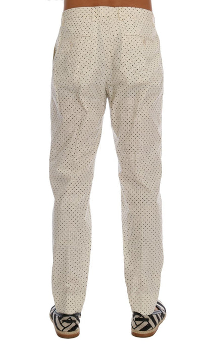White Cotton Polka Dot Dress Pants