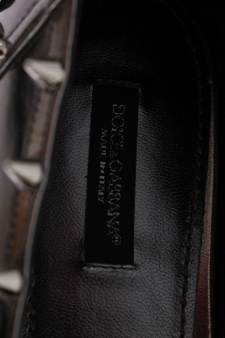 Silver Leather Studded Crystal Loafer