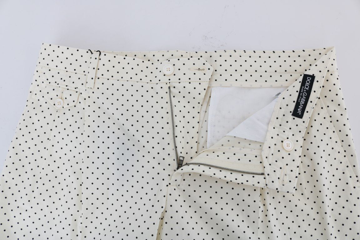 White Cotton Polka Dot Dress Pants