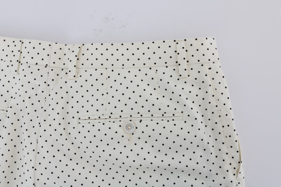 White Cotton Polka Dot Dress Pants