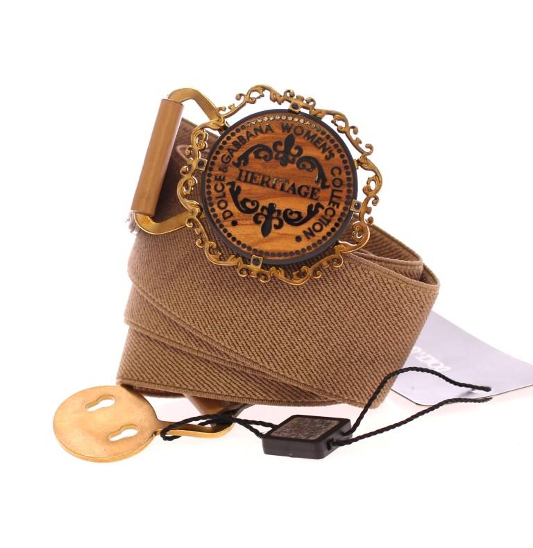 Beige Leather Logo Stretch Belt