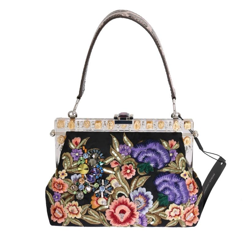 Multicolor VANDA Crystal Brocade Floral Embroidered Bag
