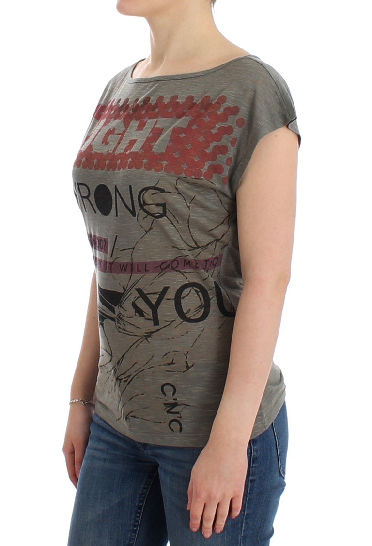 Gray print capsleeve t-shirt