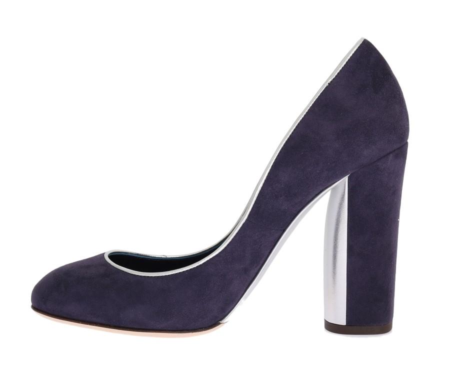 Purple Silver Suede Leather Pumps