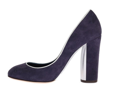Purple Silver Suede Leather Pumps