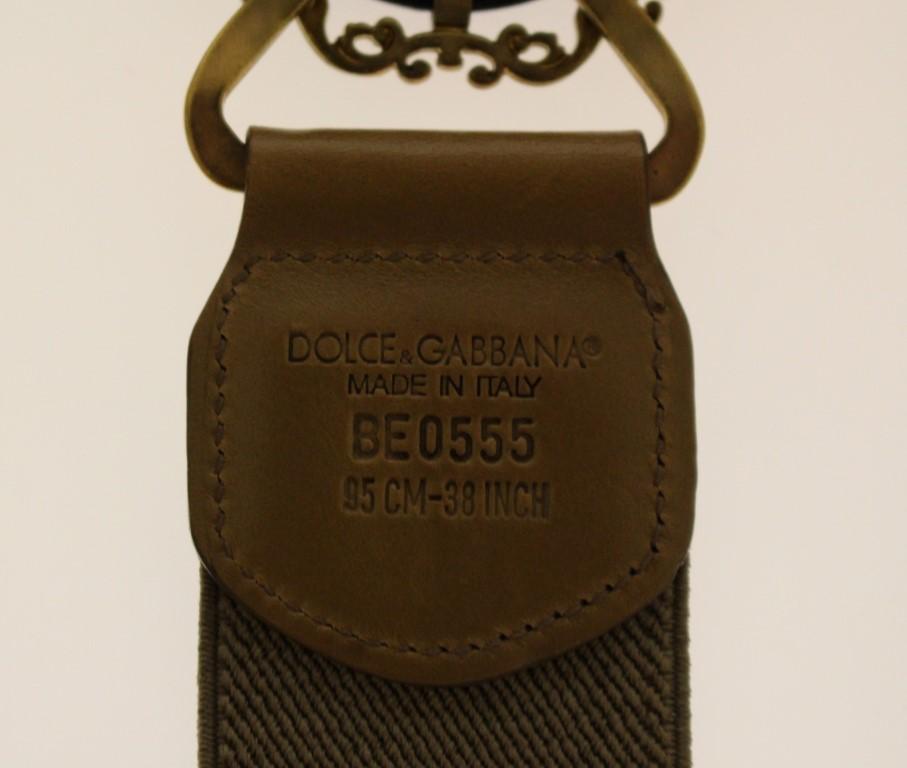 Beige Leather Logo Stretch Belt