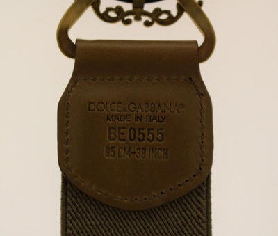 Beige Leather Logo Stretch Belt