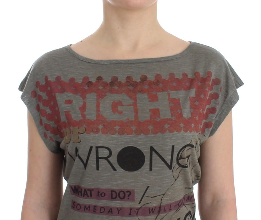Gray print capsleeve t-shirt
