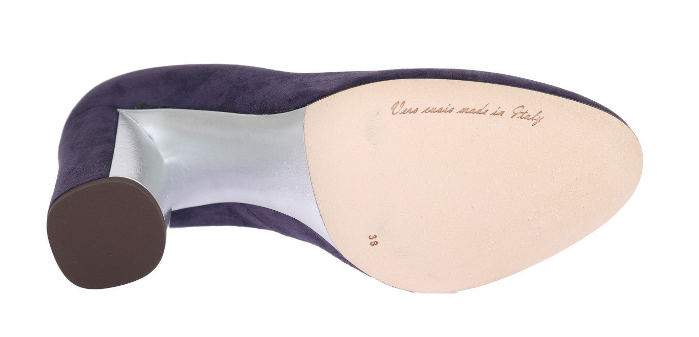 Purple Silver Suede Leather Pumps