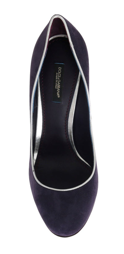 Purple Silver Suede Leather Pumps