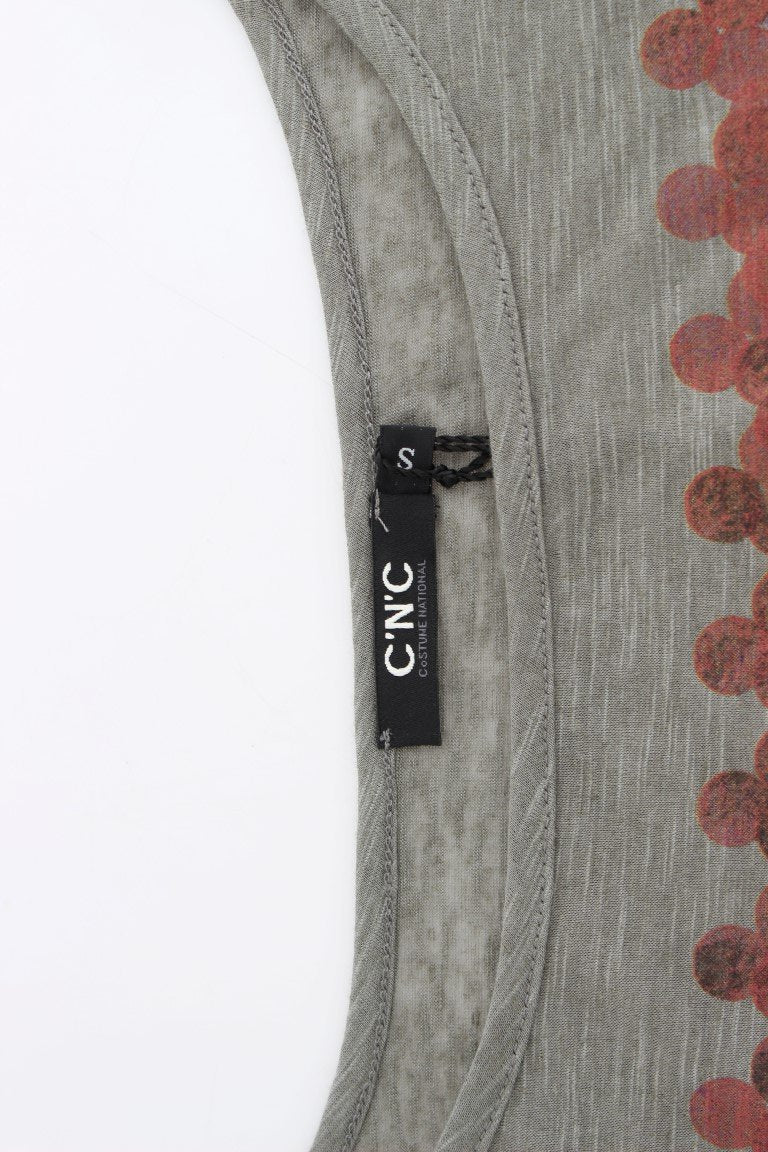 Gray print capsleeve t-shirt