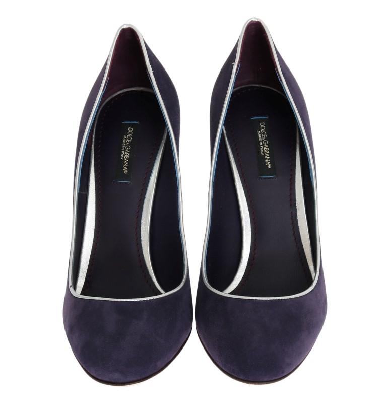 Purple Silver Suede Leather Pumps