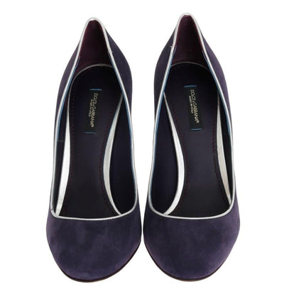 Purple Silver Suede Leather Pumps