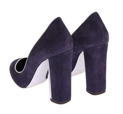 Purple Silver Suede Leather Pumps