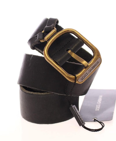 Black Leather Logo Belt