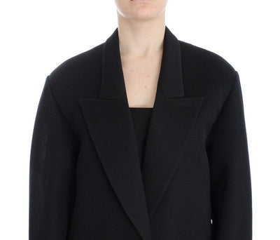 Black Coat Trench Long Draped Jacket Blazer