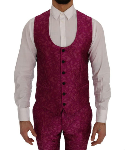 Pink Jacquard 3 Piece Slim fit Suit