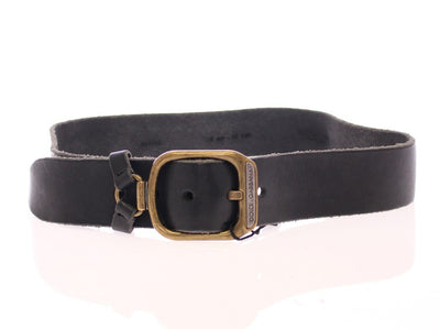 Black Leather Logo Belt