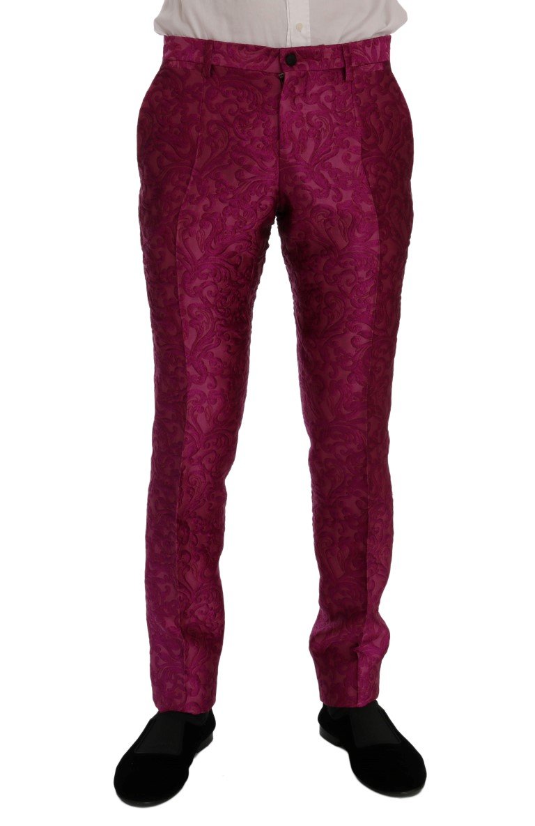 Pink Jacquard 3 Piece Slim fit Suit