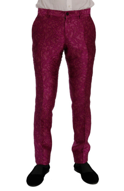 Pink Jacquard 3 Piece Slim fit Suit