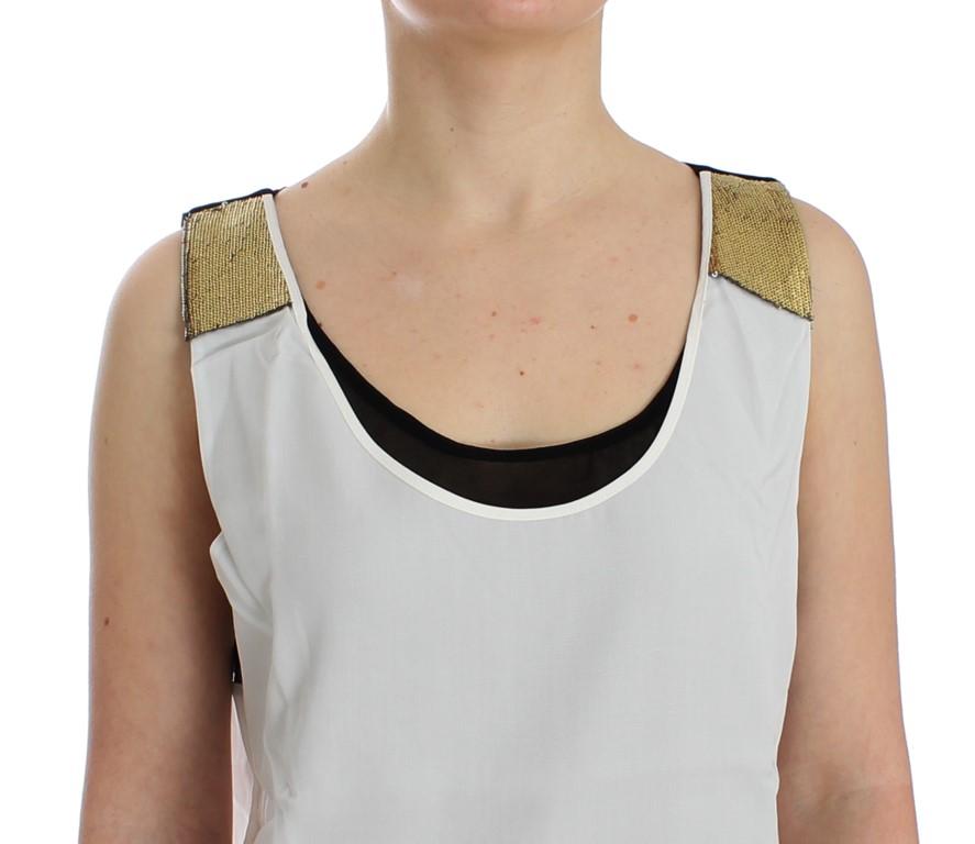White sleeveless top