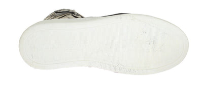 White Black Pony Hair High Sneakers