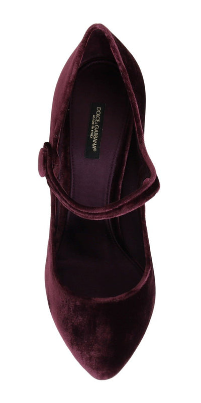 Purple Velvet Mary Janes Leather Shoes