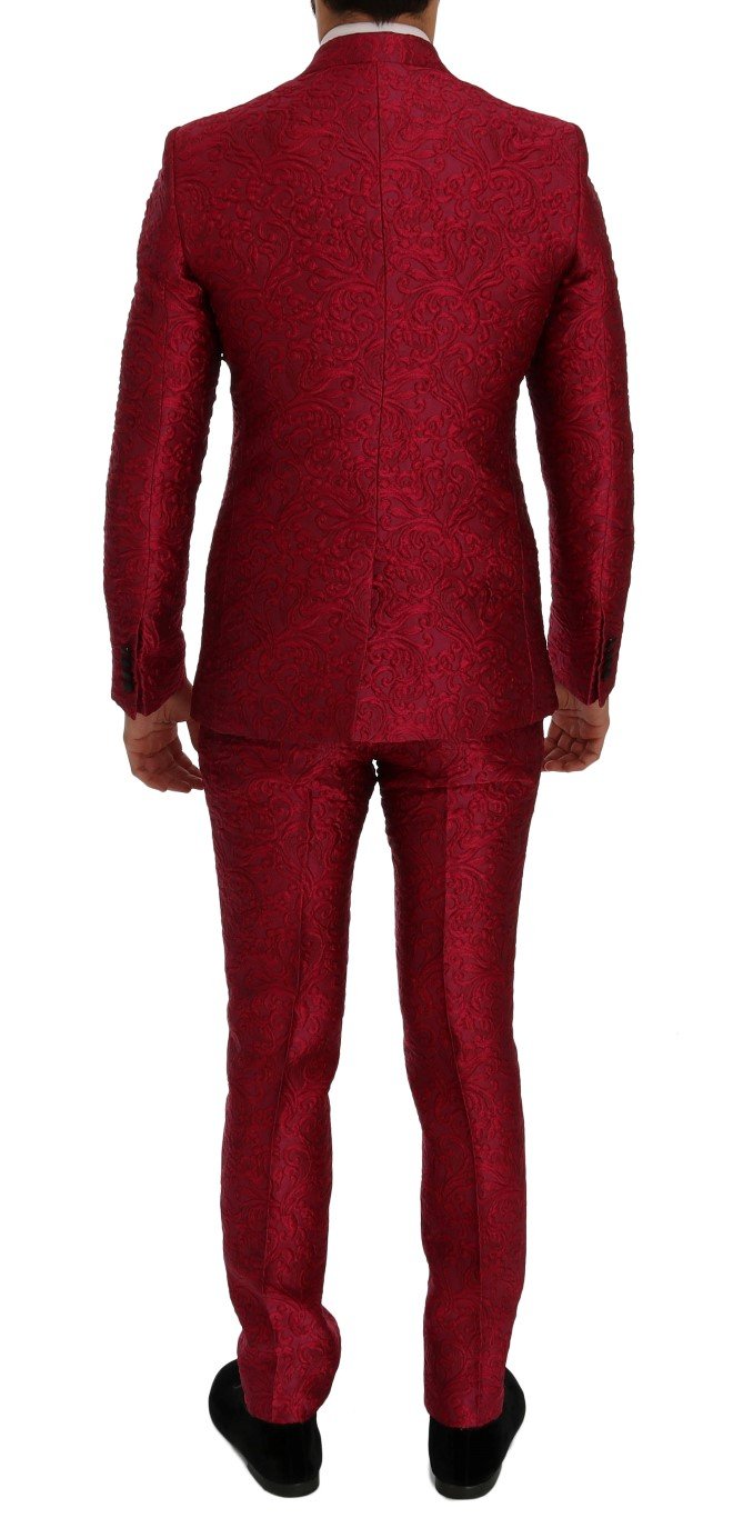 Pink Jacquard 3 Piece Slim fit Suit