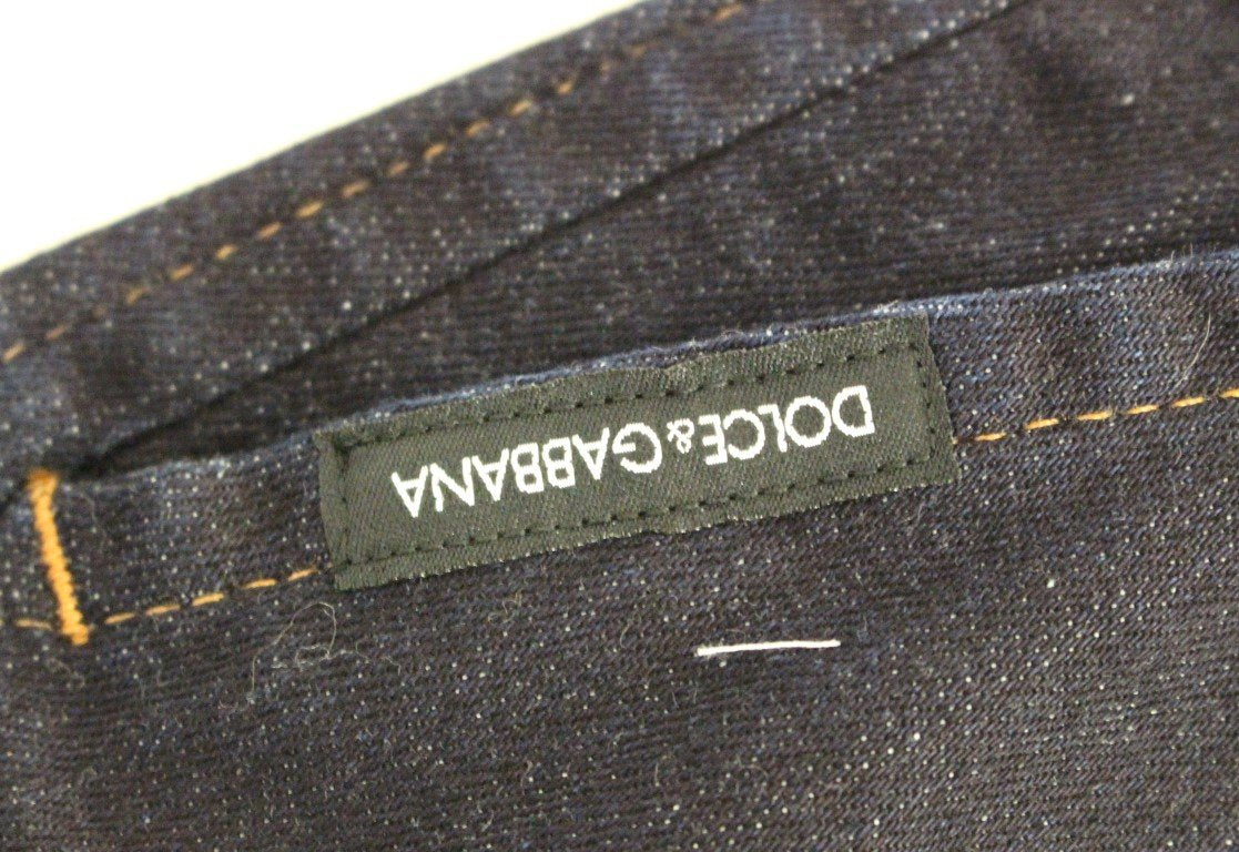 Blue Cotton Solid Pattern Logo Jeans Pants