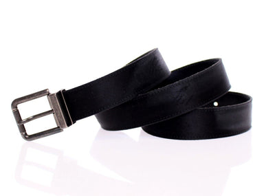 Black Heritage Leather Silk Logo Belt