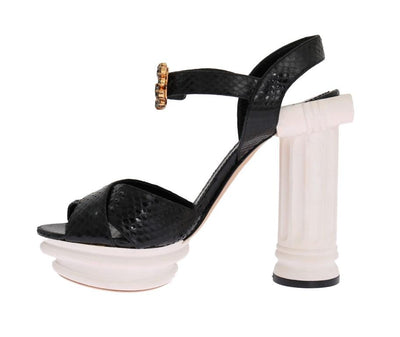 Black Snakeskin Platform Sandals